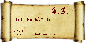 Hiel Benjámin névjegykártya